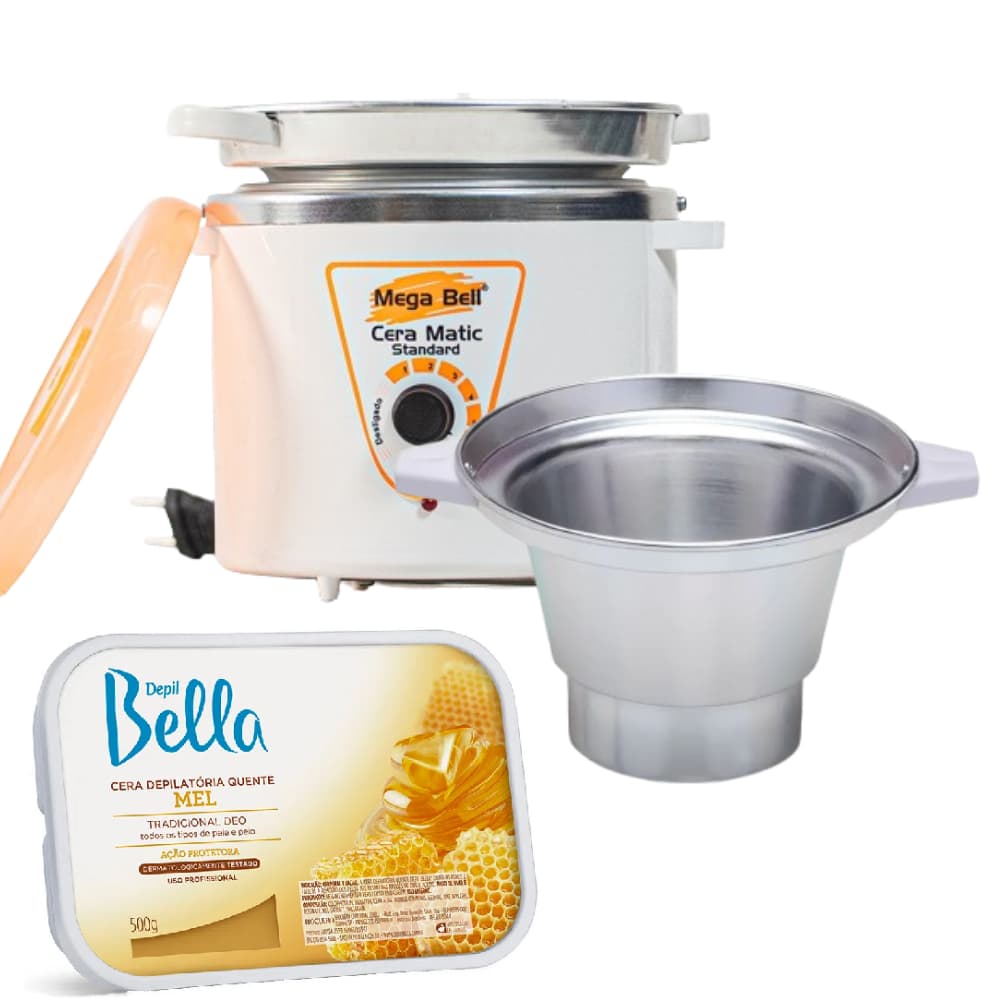 Termocera Branca com Laranja Com Refil 900g + Refil Extra + Cera em Barra de Mel