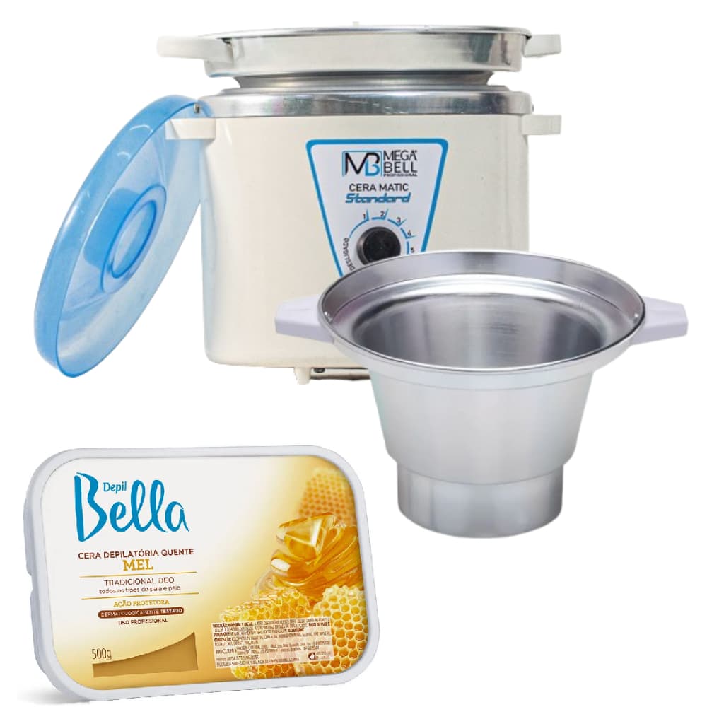 Termocera Branca com Azul Com Refil 900g + Refil Extra + Cera em Barra de Mel