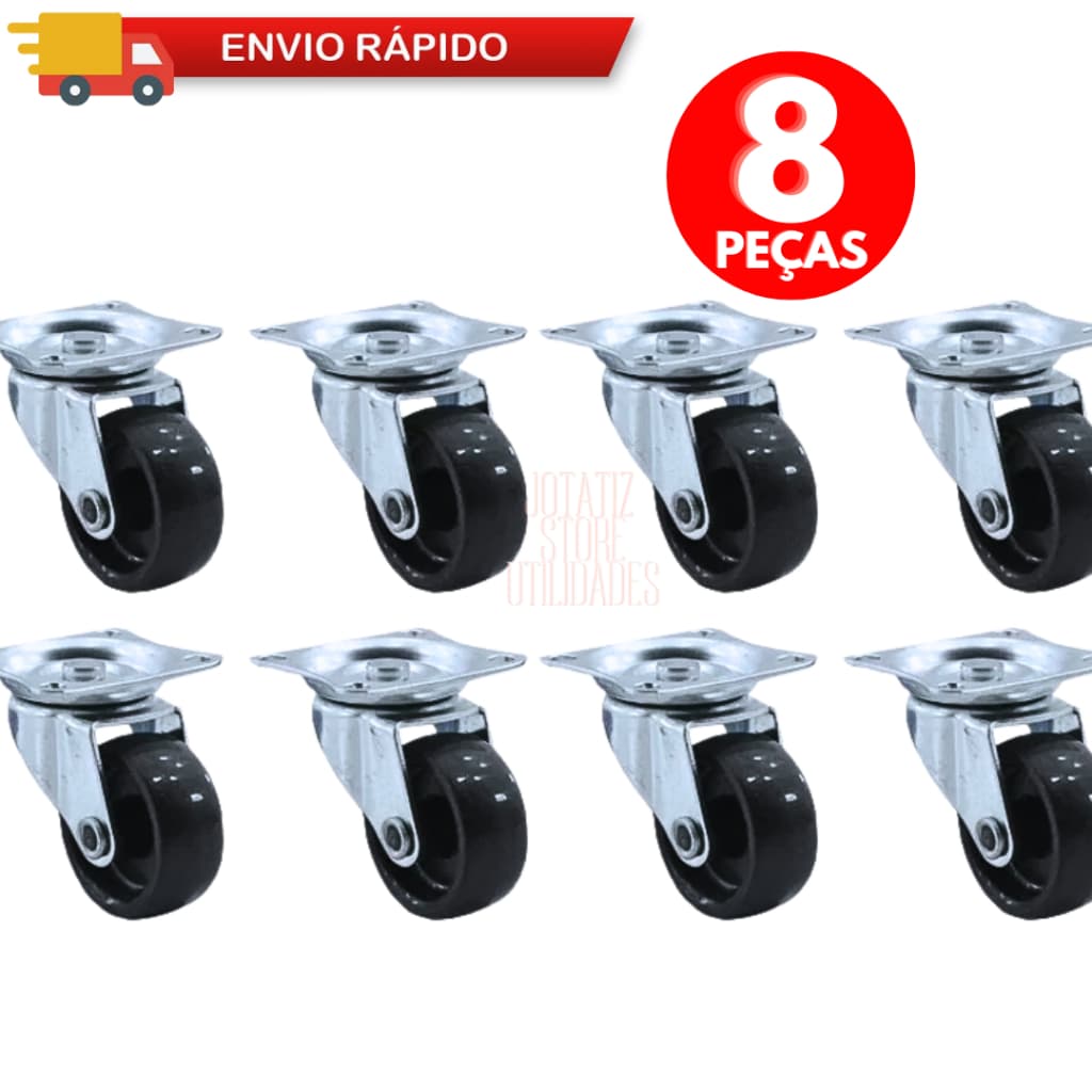 Jogo De Rodinhas 04/ 08 Rodas Rodízio 3,2Cm Giratório Anti Ruído Risco Para Móveis Vasos Multiuso Guarda Roupa De Casal