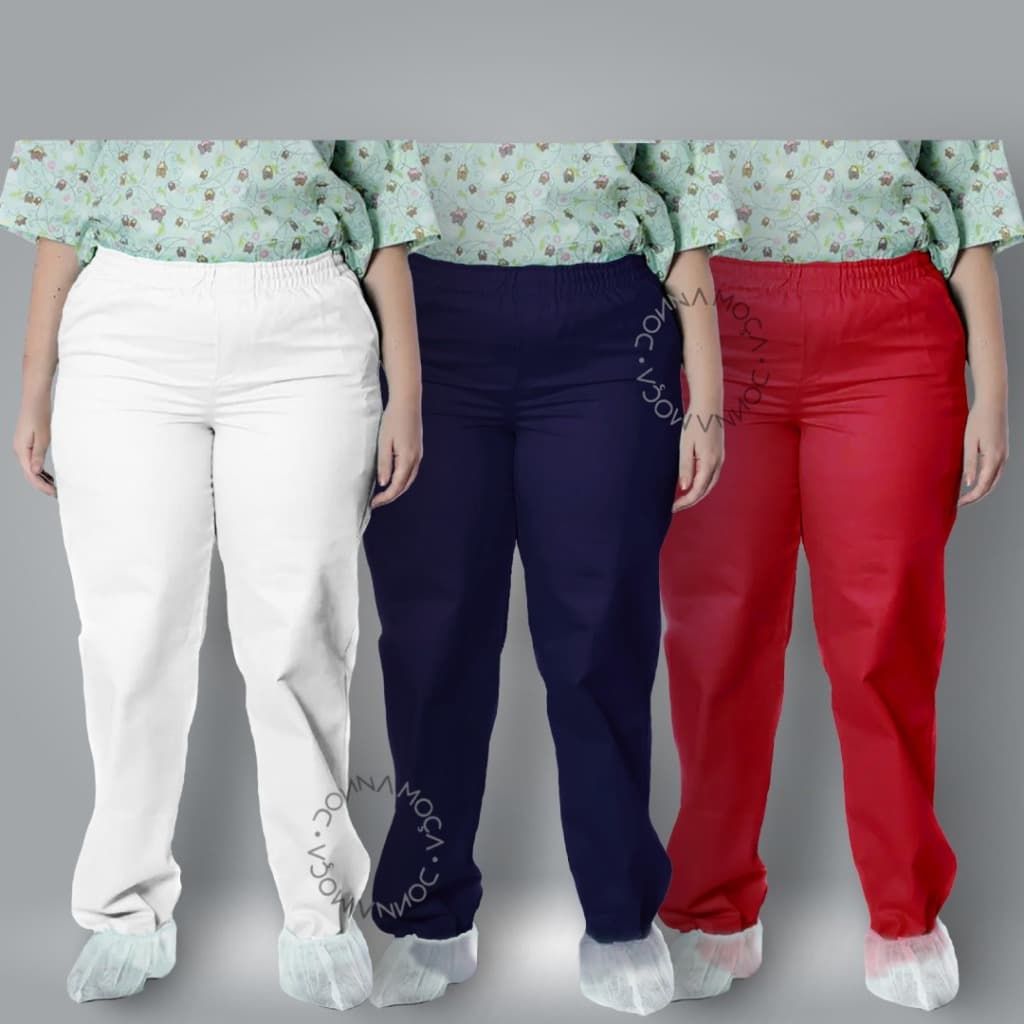 Kit 3 Calça Scrub Enfermagem Plus Size Com Bolso Uniforme Hospital -CH