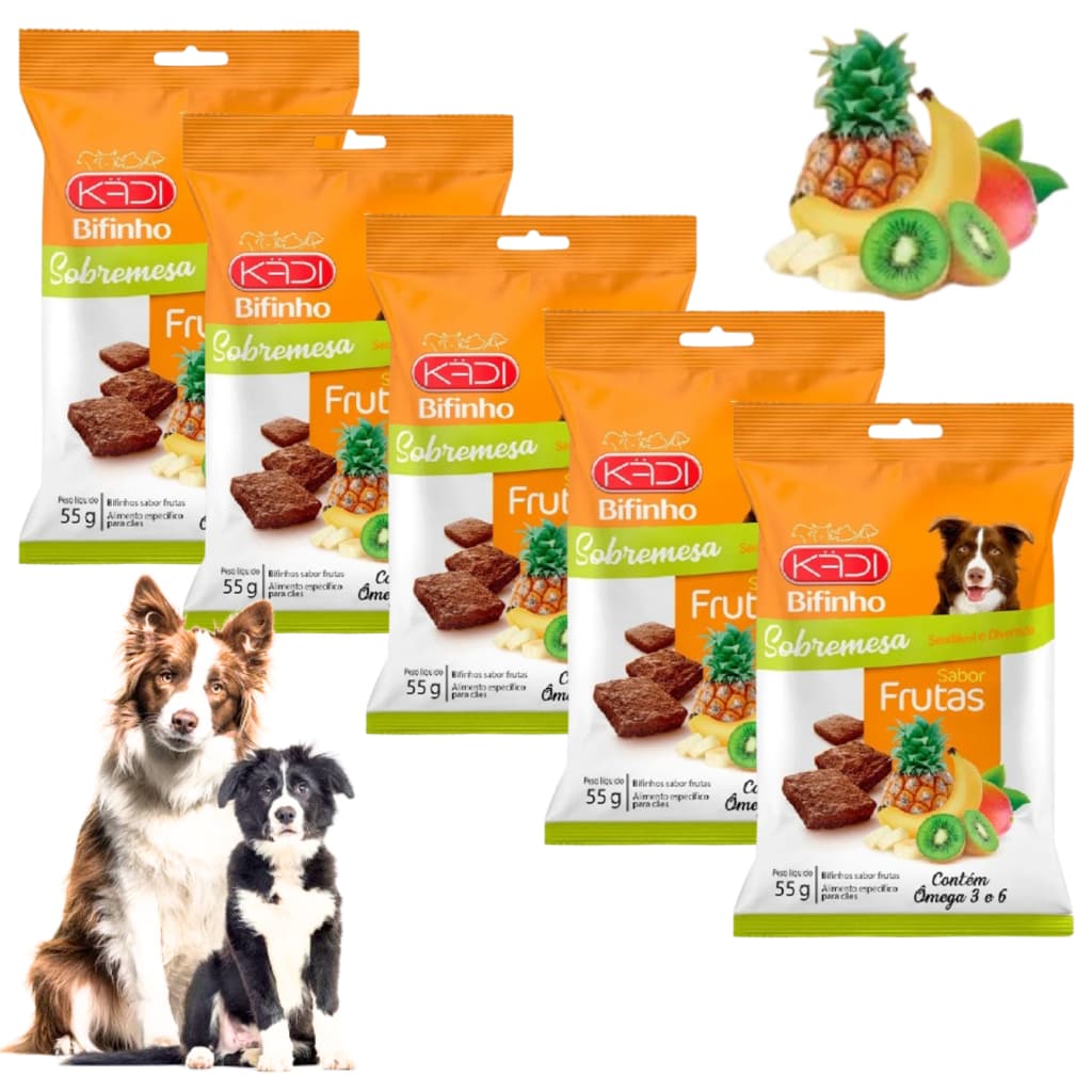 Bifinho Para Cães 55g Sabor Frutas Kadi 5 Unidades Fórmula Gran Natural Cão Dog Petisco Plus Special Premium Dogs