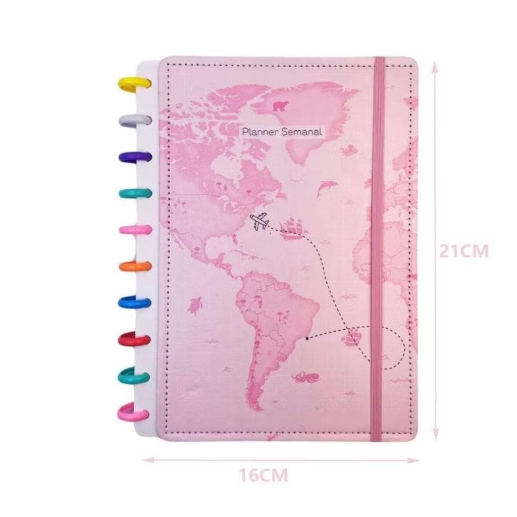 Caderno Inteligente 10/11 Discos  mapa Mundi/Dinossauro Discos Coloridos