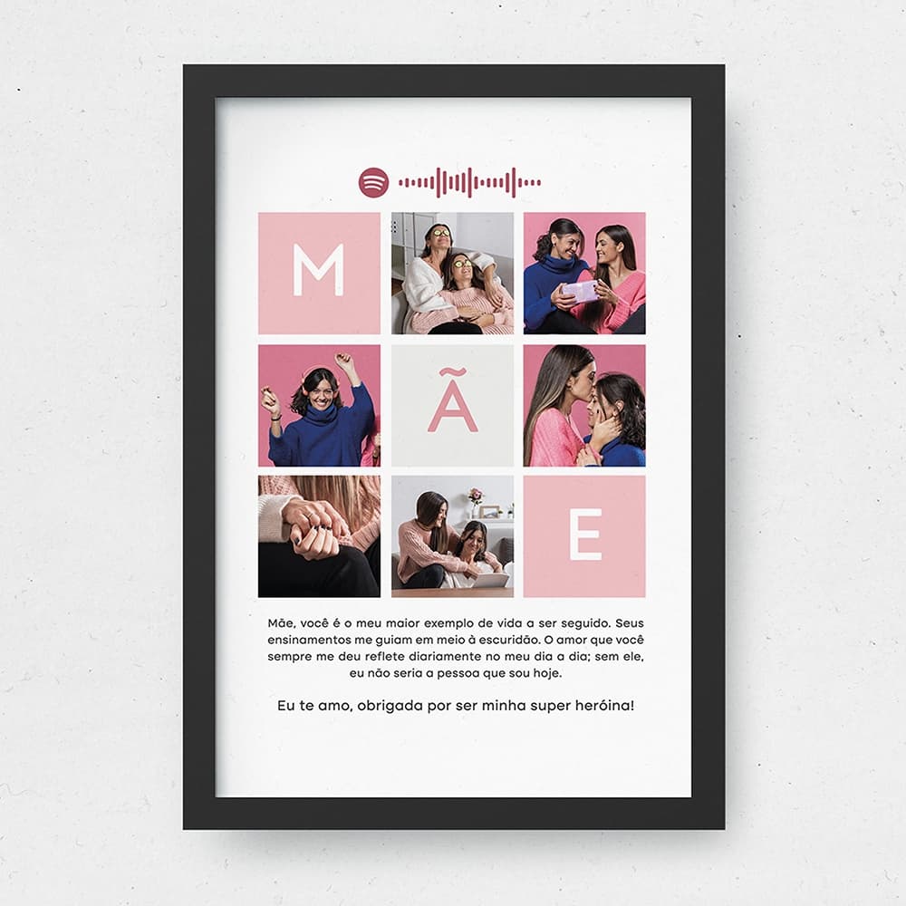 Quadro Personalizado Mãe Presente Criativo Dia das Mães Decorativo 6 Fotos