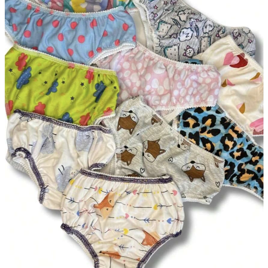 kit 5 Calcinha Infantil Menina Cores e Estampa Sortidas de Algodão