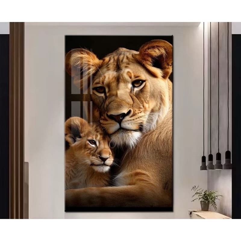 Quadro Decorativo 60X40 Sala Quarto Cozinha Escritório Leoa Símbolo Da Maternidade Proteção