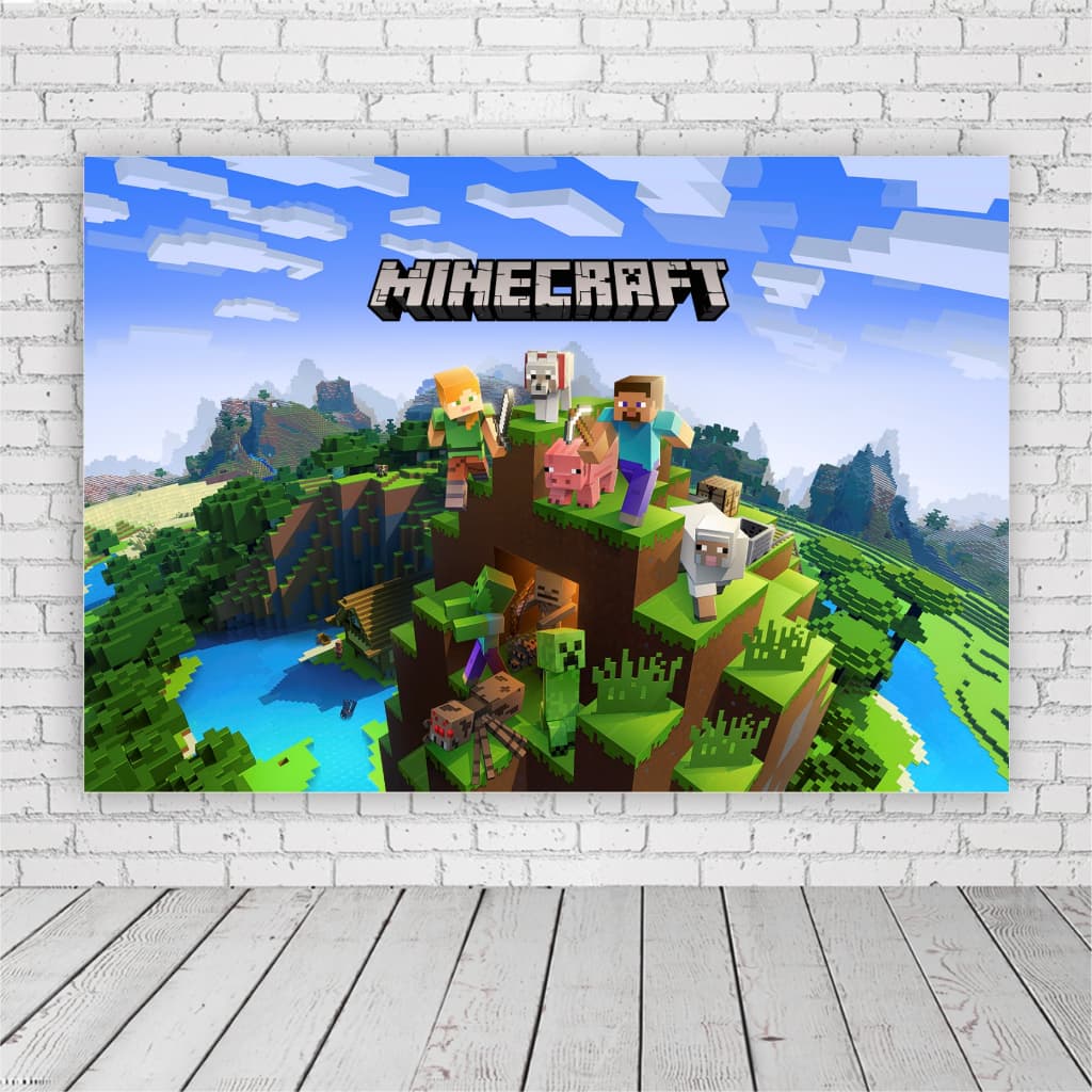 Painel Retangular em Lona 2x2m Personalizado em Lona Fosca - Tema Minecraft