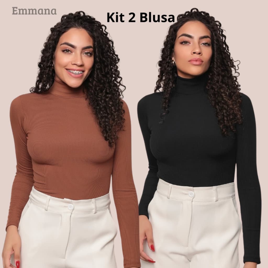 Kit C/2 Blusas de Frio Feminina Segunda Pele Térmica Tecido Franelado