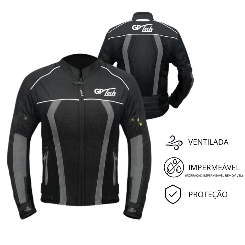 Jaqueta Moto GP Tech Summer 2 Feminina Impermeável Ventilada Verão Motociclista Motoqueiro Preto