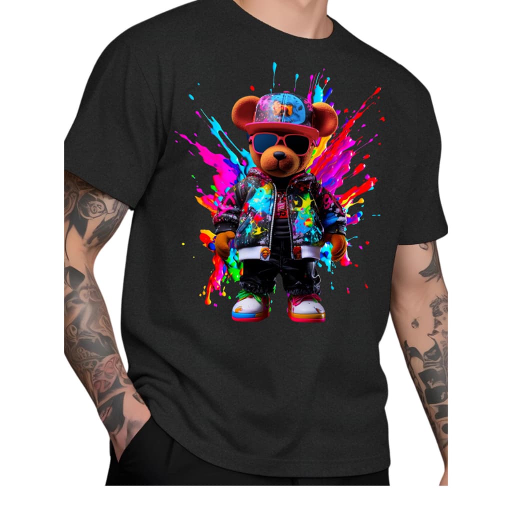 camiseta masculina 100 algodao slim urso street wear