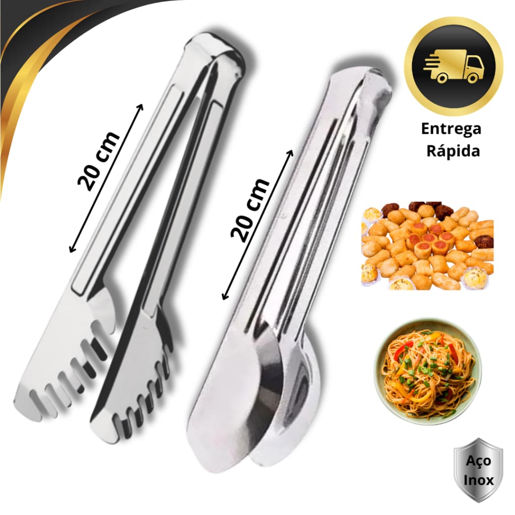Utensílios de Cozinha Pegador de Massas  Pegador Universal Aço Inox Premium Restaurante Buffet Churrascaria