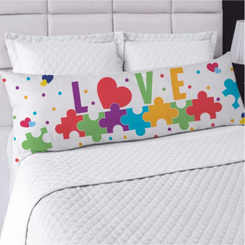 Travesseiro De Corpo Com Fronha Xuxão Fibra de Silicone Personalizado 1.25x0.45cm Simbolo do Autismo