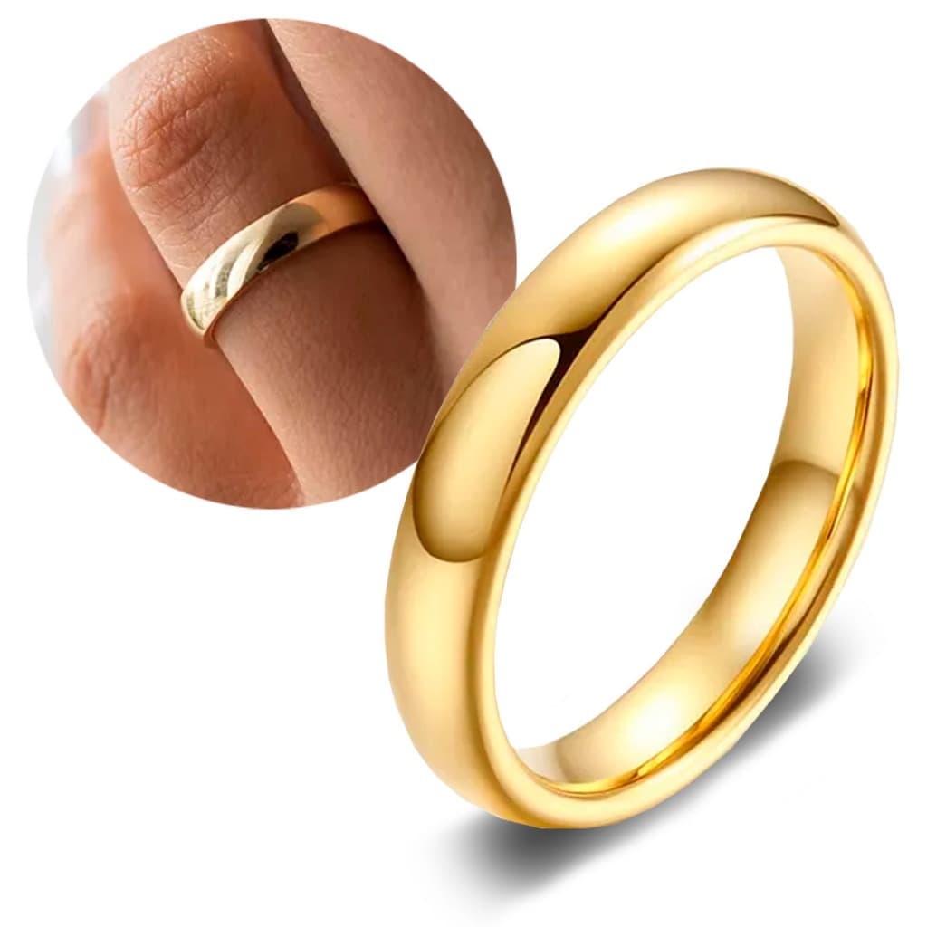 Aliança Avulsa Abaulada 4mm em Moeda Antiga Anel Masculino Feminino Dourado