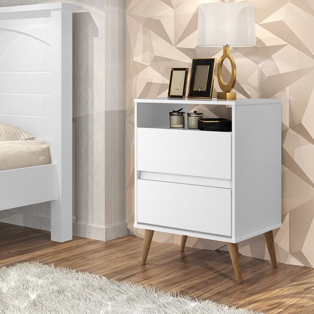 Mesa de Cabeceira Lotus organizador criado mudo box para quarto com Gavetas