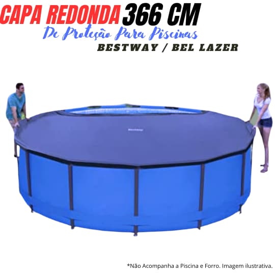 Capa Tampa de Proteção p/ Piscinas de 6.000, 6473, 6500, 7.000L, 10.000L c/ 366 cm de Diâmetro.