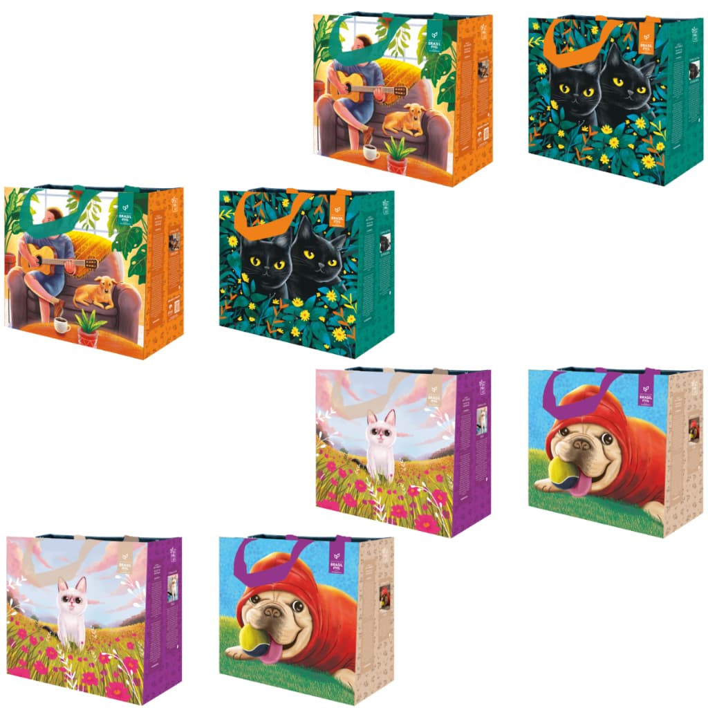 Kit 8 Sacolas Retornáveis Ecobag Pet P/compras - 35x18x40