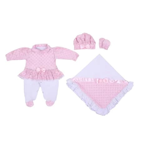 Kit 4 peças Saída maternidade Soft para bebê menina bem macio e quentinha