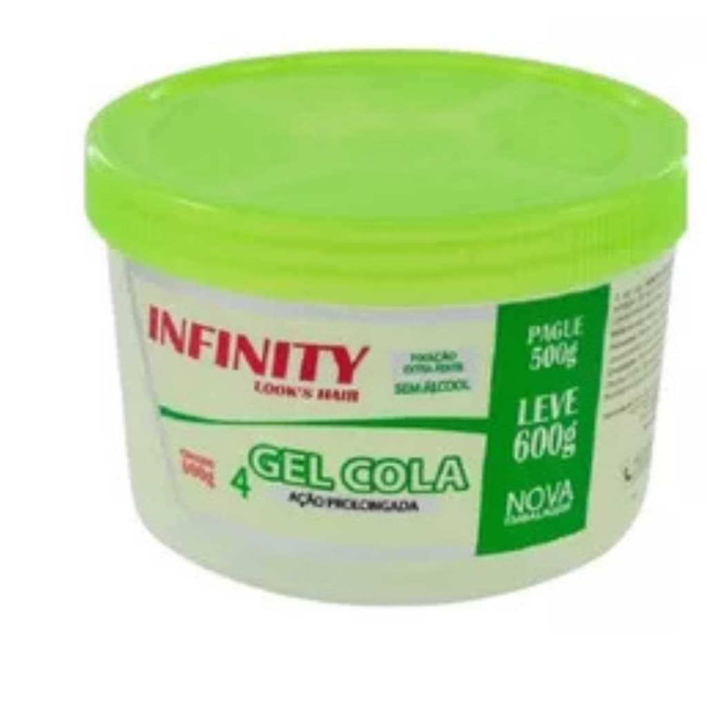 Gel Cola Capilar Masculino Infinity 600g Fixação Forte e Flexível | Brilho | Hidratação