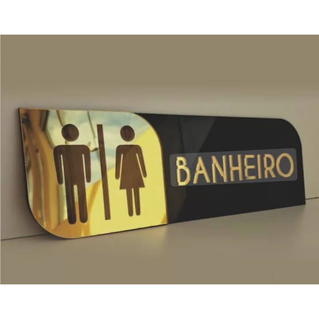 KIT 7 Placas Sinalização de Porta Mdf com Acrílico Espelhado Personalizada Identificação.