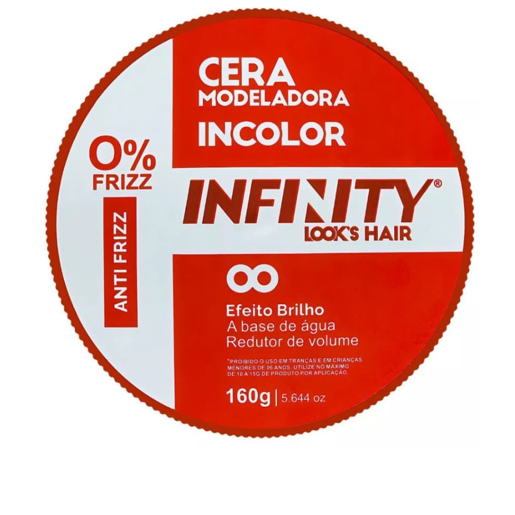 Cera Modeladora 160g  Incolor Vermelha Infinity | Anti Frizz | Alta Fixação | Efeto Brilho