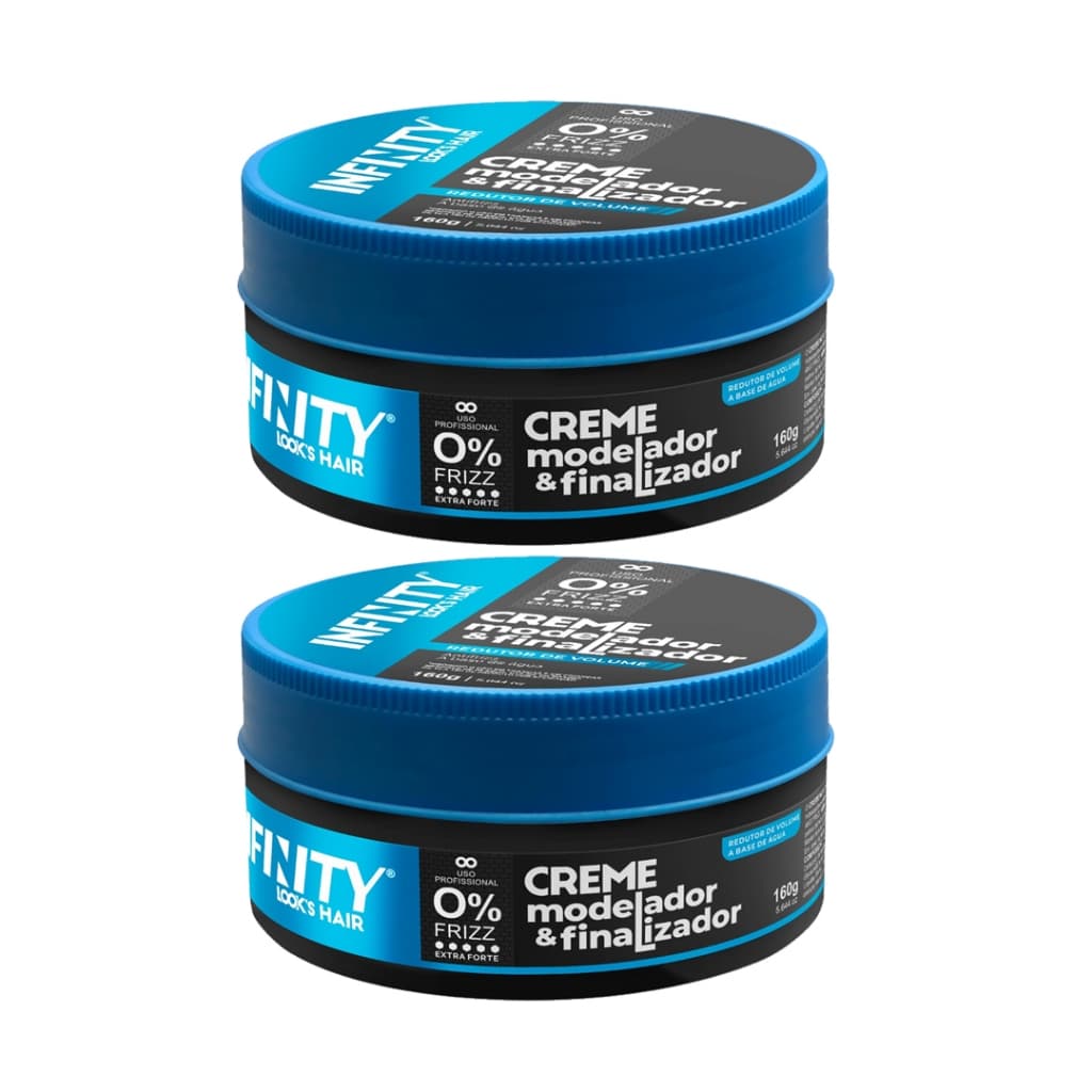 Kit 2x Creme Modeladora e Finalizadora 160g  Incolor Azul Infinity | Anti Frizz | Alta Fixação