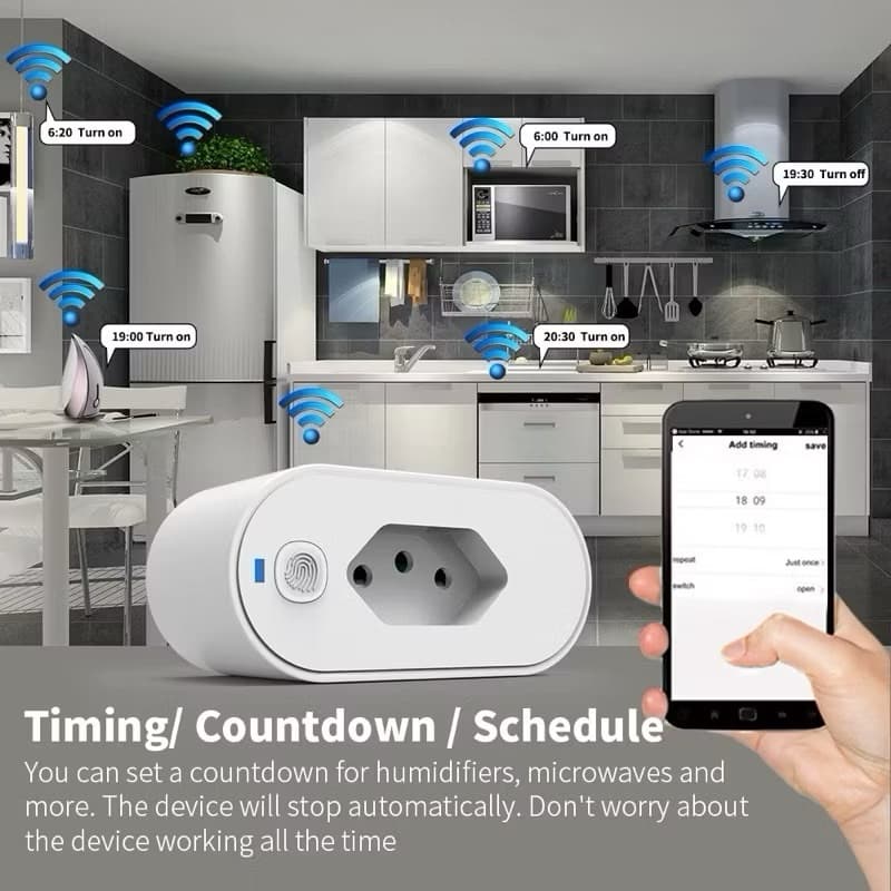 Tomada Inteligente Wifi 16A e 20A Medidor De Consumo Novadigital