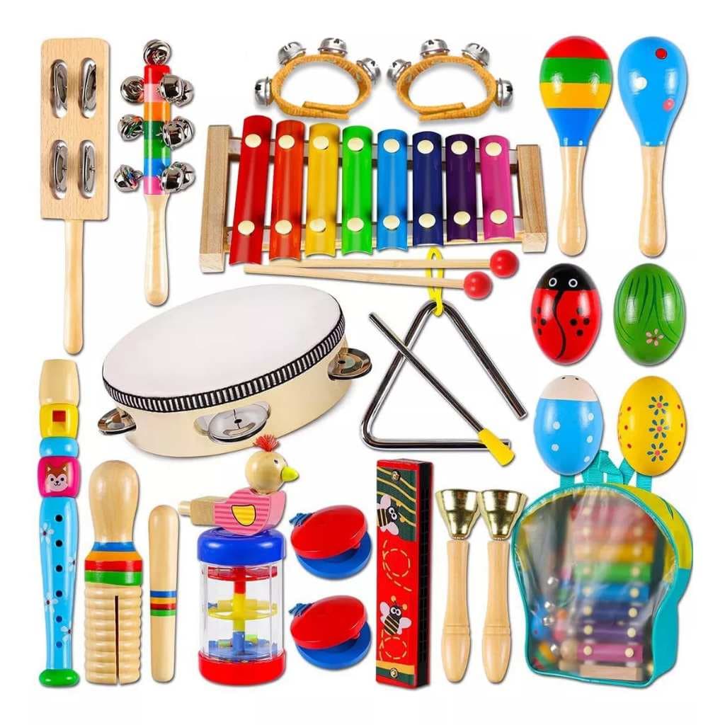 Conjunto De Instrumentos Musicais De Percussão Infantil - Kit 22 Peças