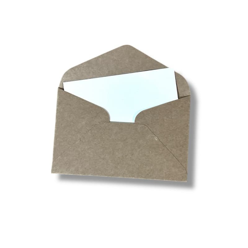 Mini Envelope Visita Pardo Kraft Rustico + Cartão para mensagem e recado