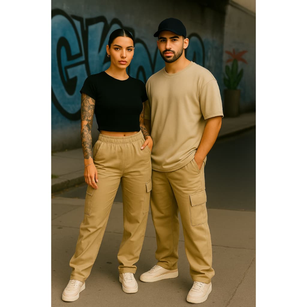 Calça Cargo Sarja Jeans Streetwear Feminina Hip Hop Estilo De Rua Moda Urbana Larga