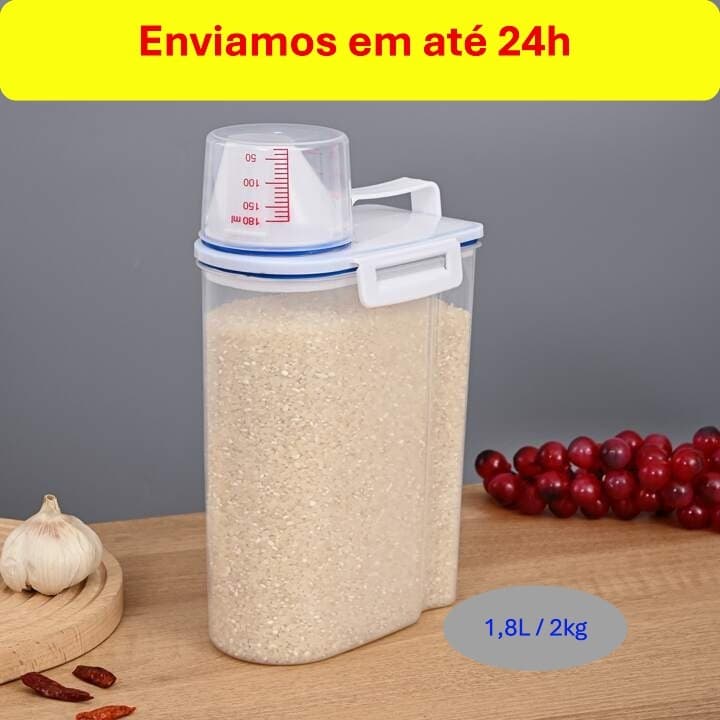 Pote Hermético com Copo Medidor Bico Dosador Cozinha Mantimentos Lavanderia Multiuso