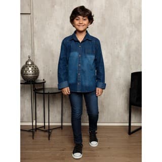 Camisa Jeans Menino Manga Longa 2 ao 16