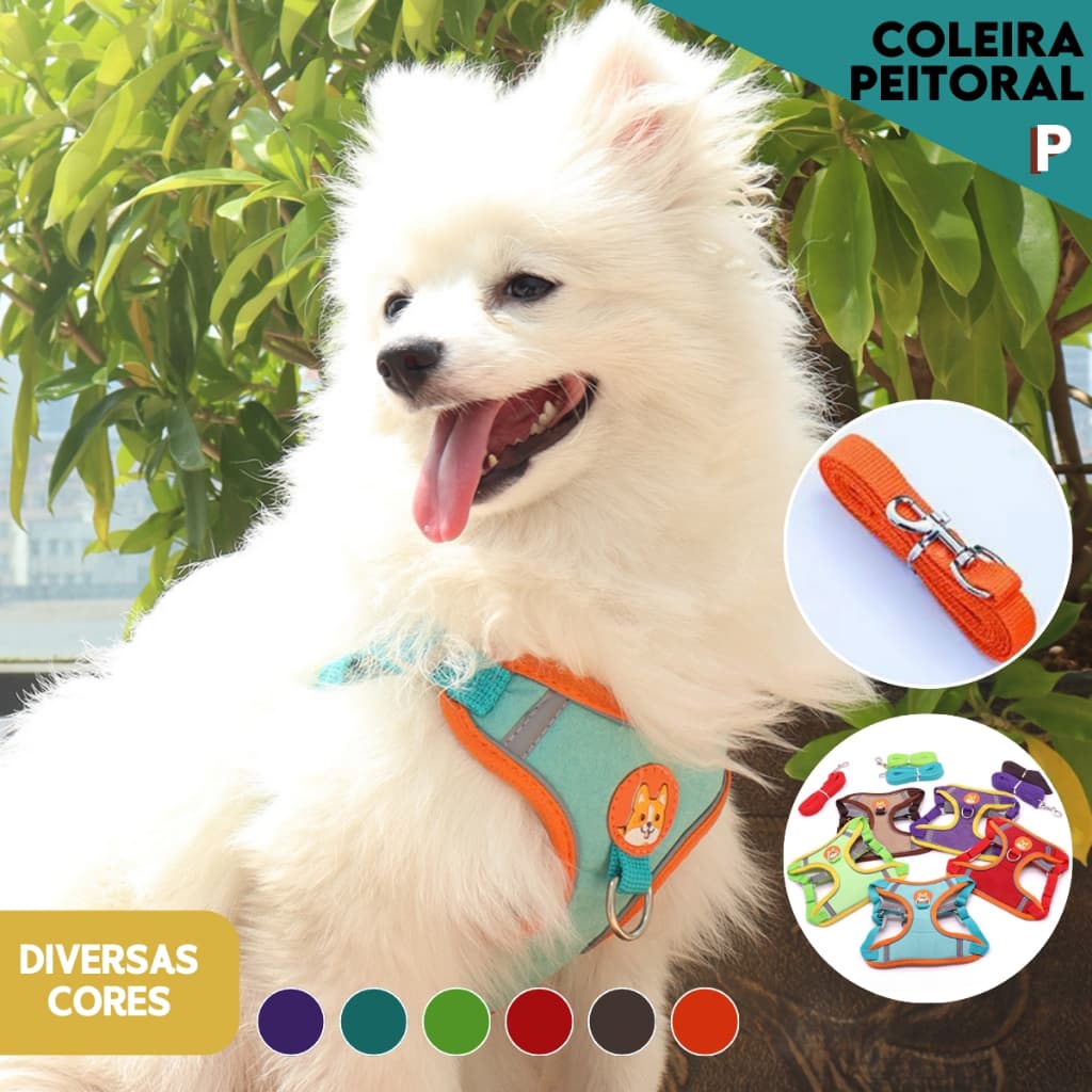 Coleira Peitoral para Cachorro Porte Pequeno – Ajustável, Confortável e Segura - MANIA