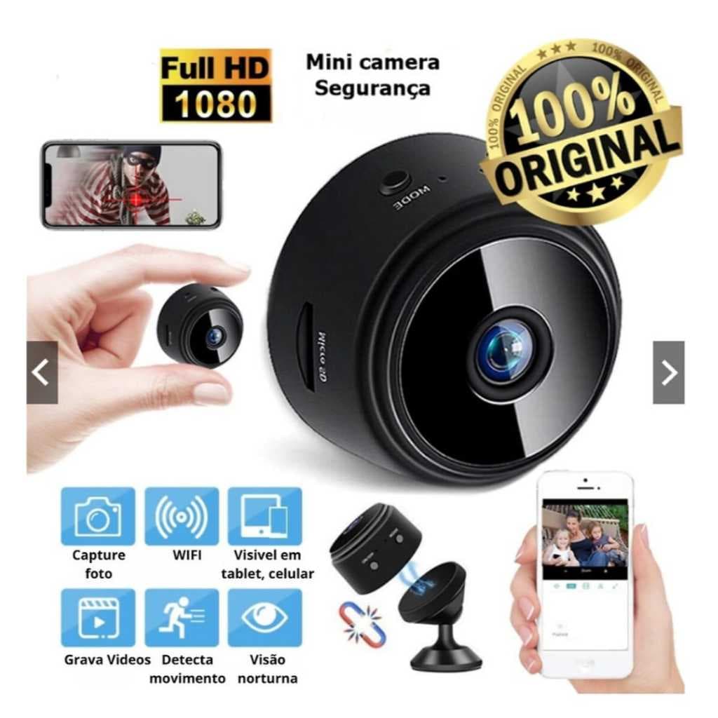 Câmera A9 Mini HD com Sensor de Presença Wi-Fi Bivolt e Suporte para Encaixe