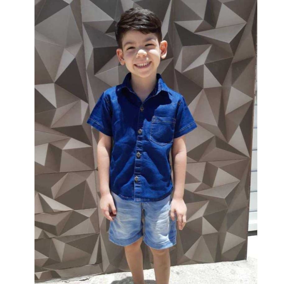 Camisa Jeans Meninos Infantil Masculino Manga Curta