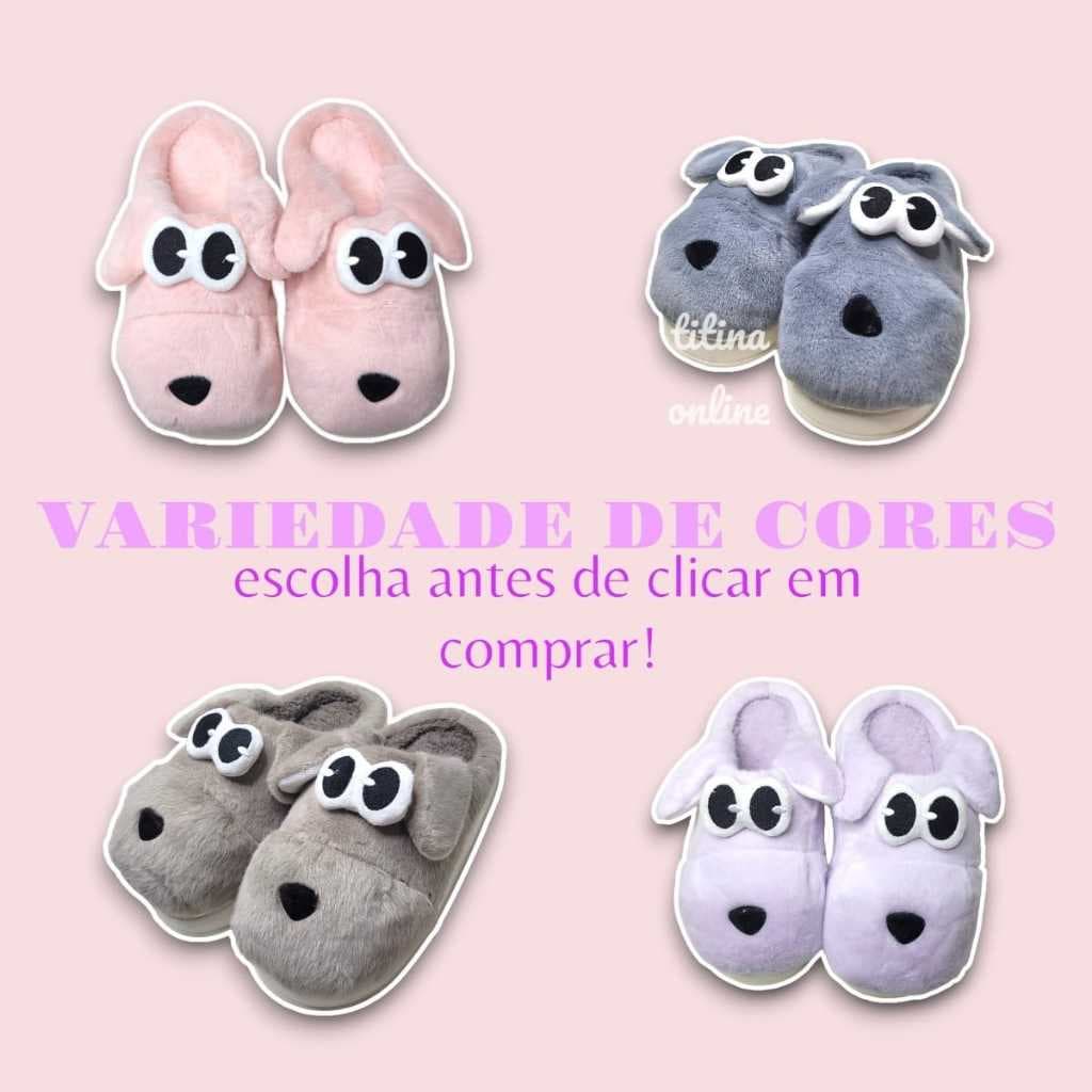 Pantufa Adulto Bichinho Cachorro Inverno 3d Peluciada antiderrapante térmica
