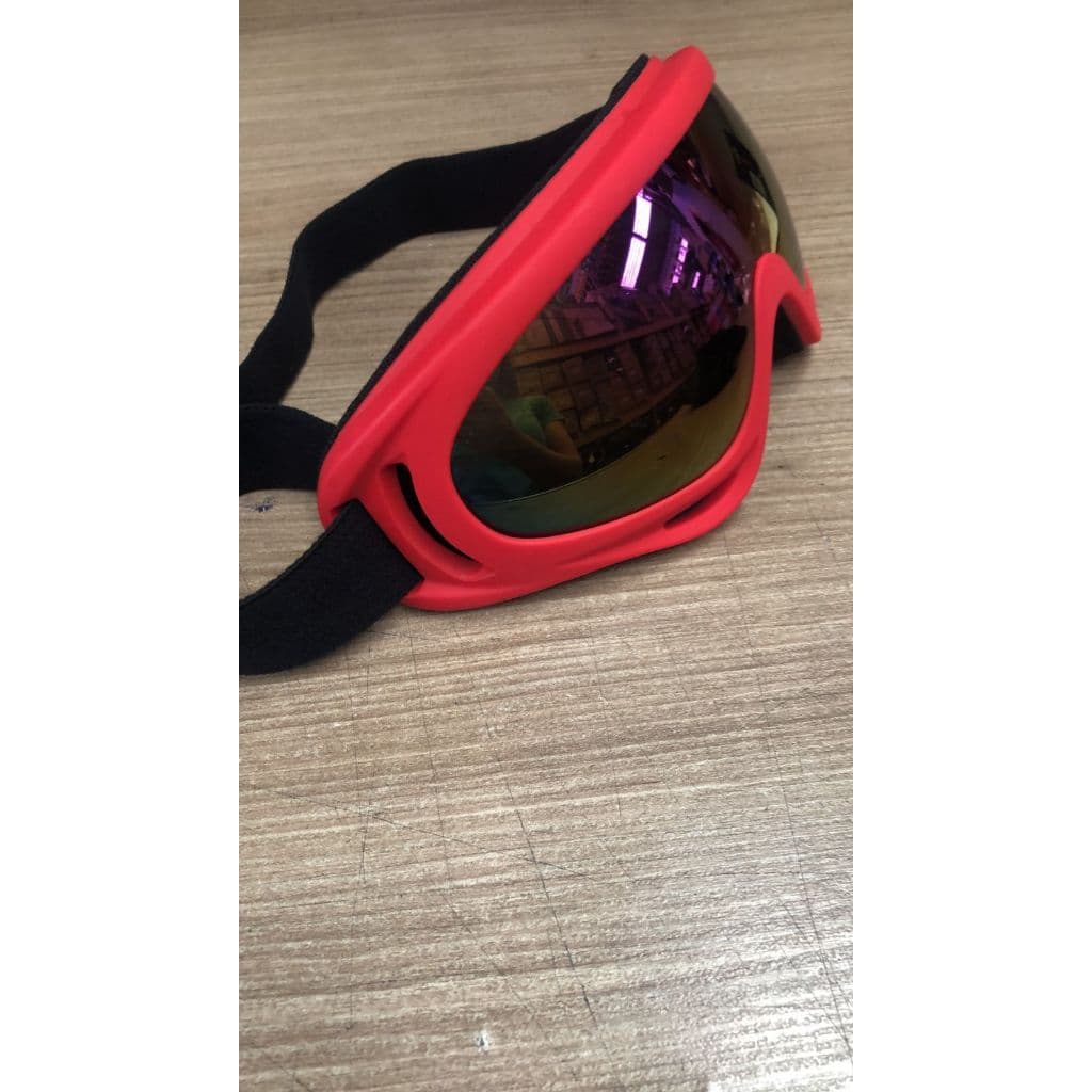OCULOS MOTO RIDER VERMELHGO FOSCO LENTE ESPELHADA