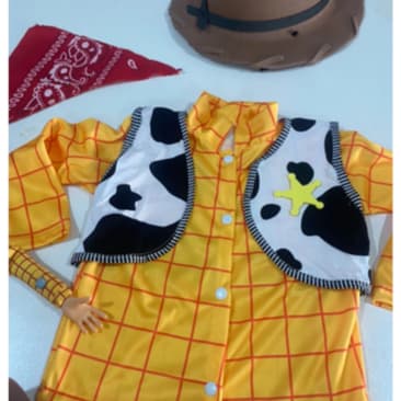 Kit Camisa, Colete, Cinto ,Chapel e Bandana Woody Infantil ou Adulto