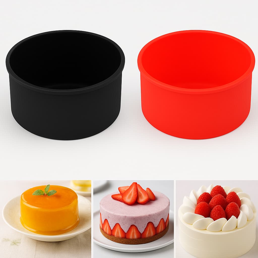 Forma Redonda de Silicone Alta Para Pudim Torta Bolo Pequeno Ideal para Airfryer Forno Microondas
