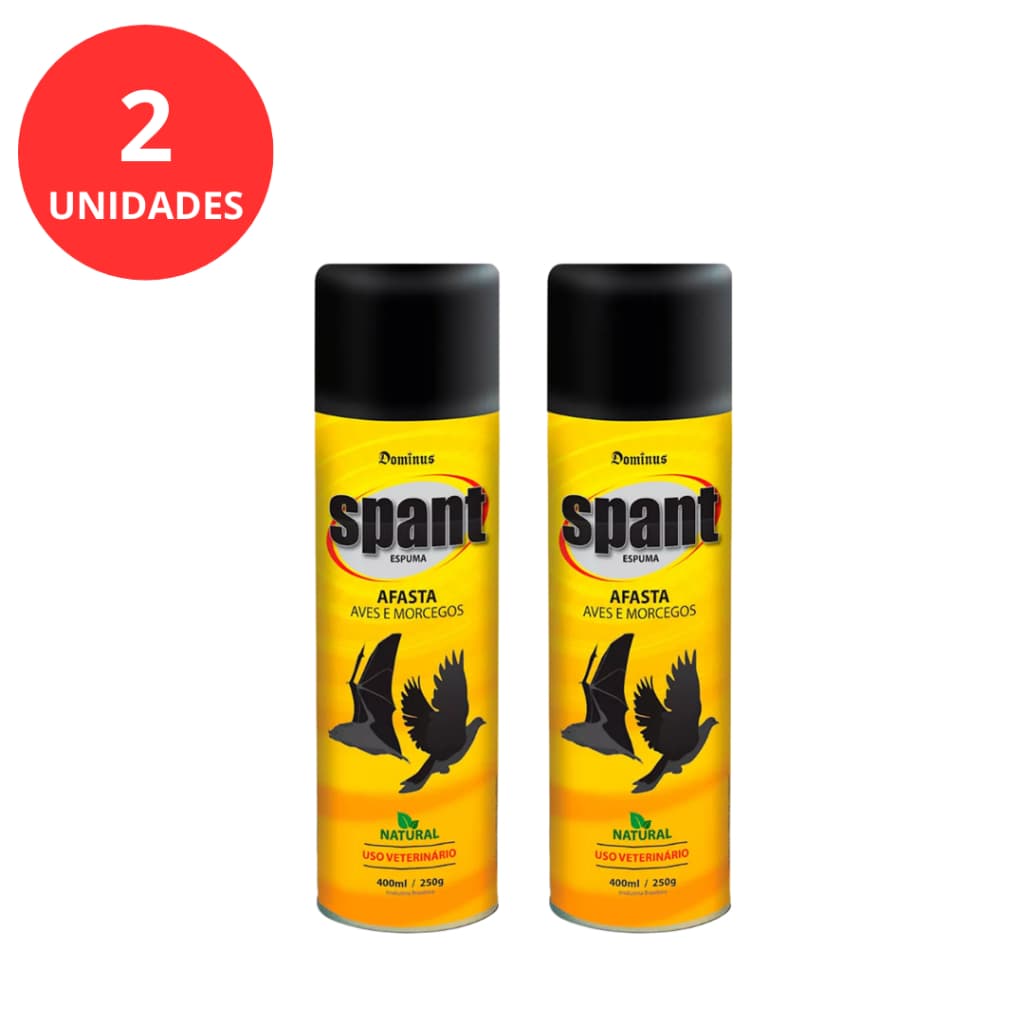 Kit 2 Repelente Spant Espuma Olfativo Natural Aves e Morcegos Óleo Mamona 400ml