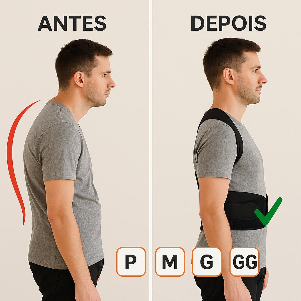 Cinta Postural Ortopédica Correção Postura Lombar Costas Alívio Dor nas Costas