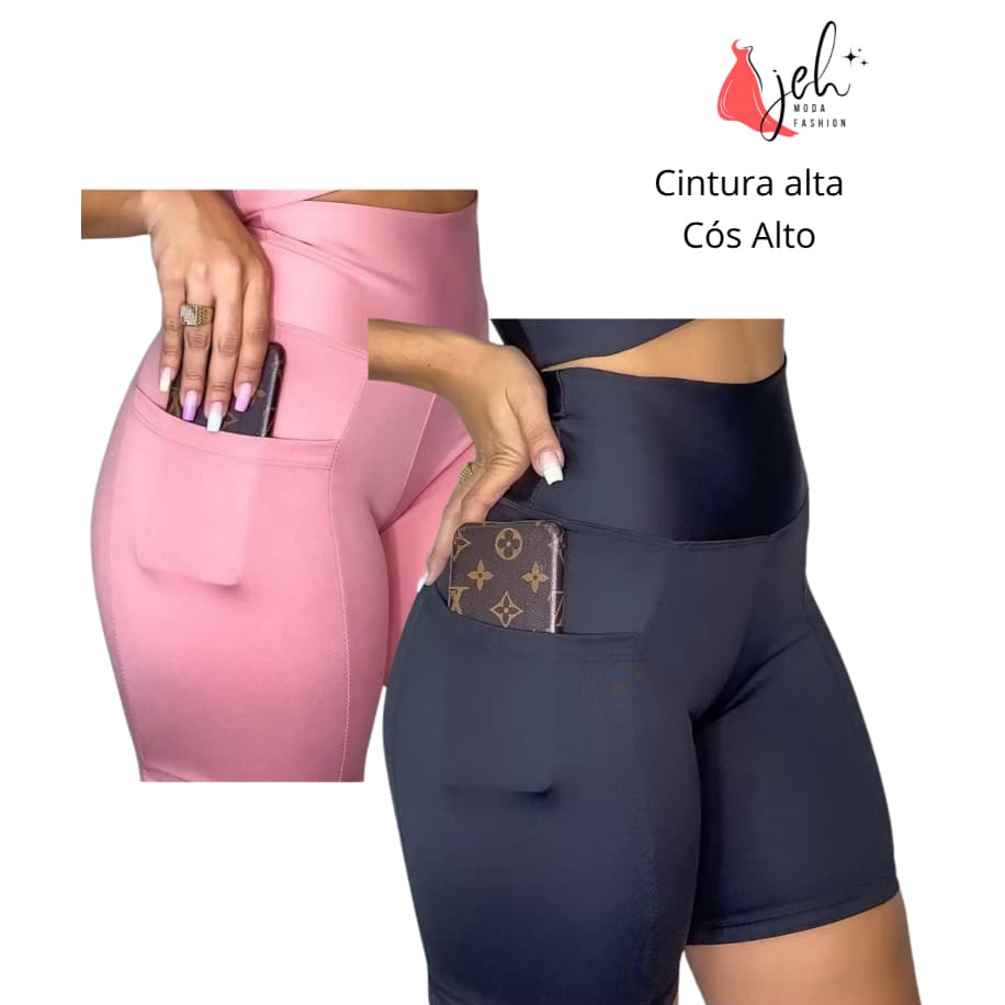 Shorts Fitness Feminino em Suplex Premium - Cintura Alta, Zero Transparência e Bolsos Laterais