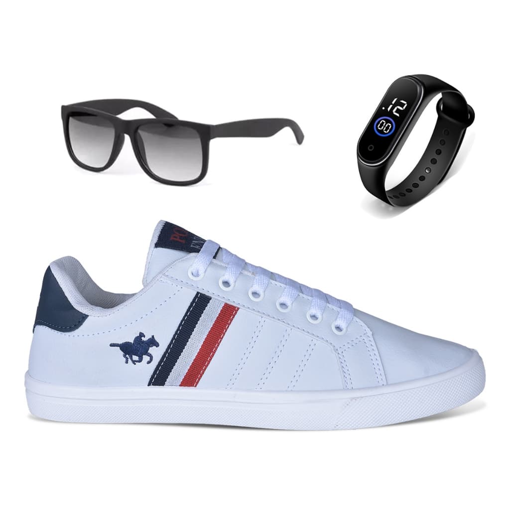 Sapatênis Masculino Polo Energy 3279 Casual Esporte Mais Vendido + Óculos + Relógio LojaSpark