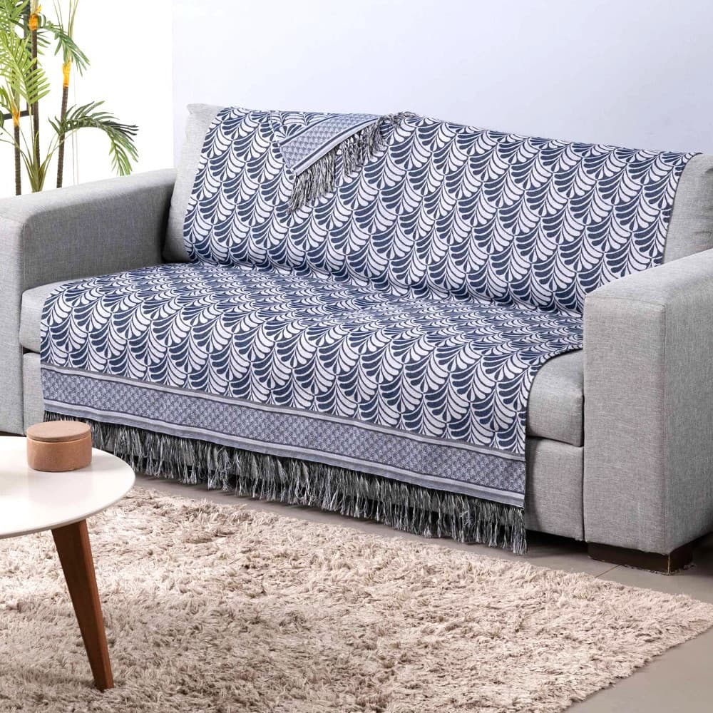 Xale para Sofá Manta Luxor Jacquard com Franja 2,10x1,35m