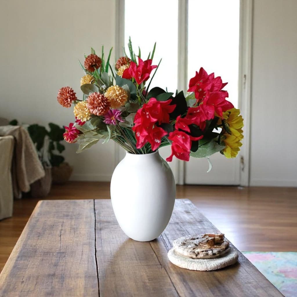 Vaso Branco Fosco BOLA BOJO Moderno em cerâmica ondulado decorativo decoração de interiores