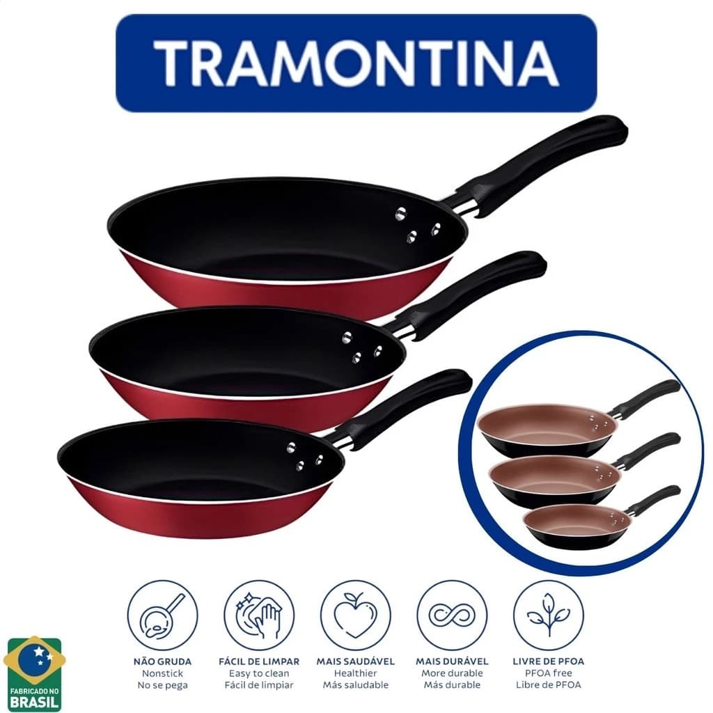 Frigideira Kit Tramontina Linz Antiaderente 3 Pc
