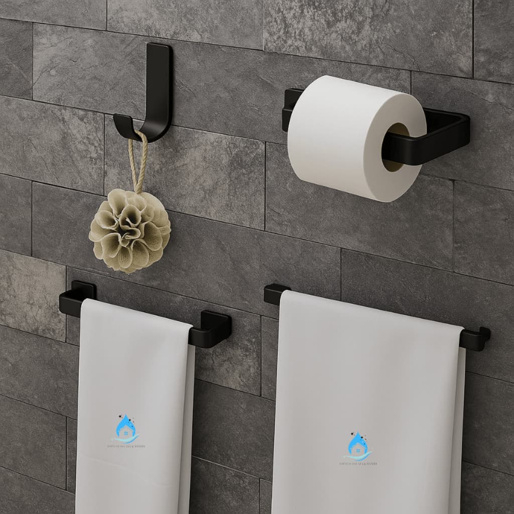 Kit Acessório Para Banheiro 4 Peças Preto Fosco