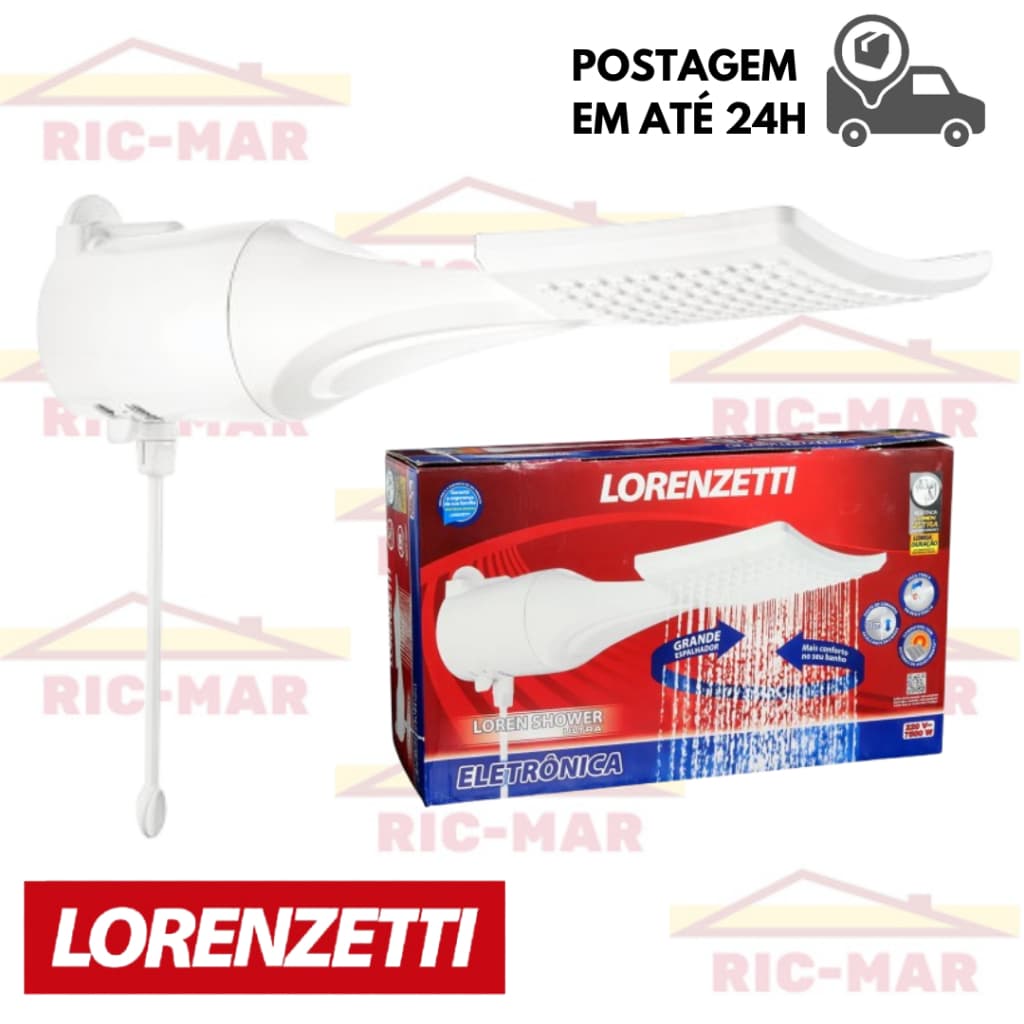 Chuveiro Ducha Loren Shower Ultra Eletrônica Lorenzetti 220V 6800W ou 7500W Branca