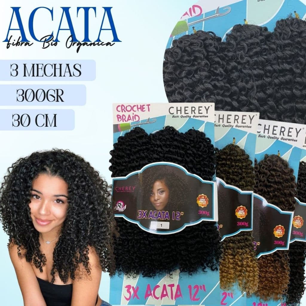 Cherey Yan Hair Cabelo Cacheado Bio Orgânico 30cm Acata/Agata Crochet Braid 300gr