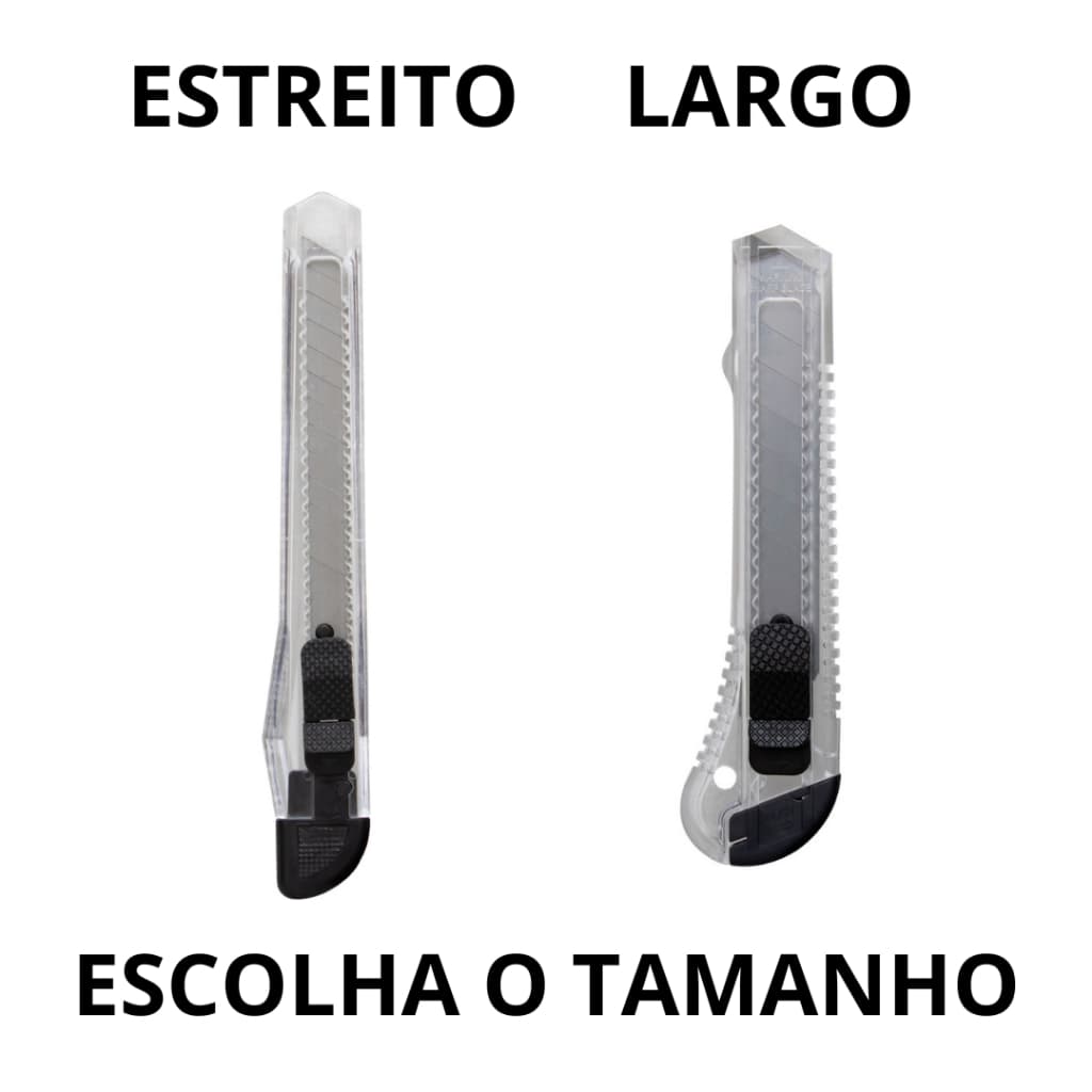 Estilete Lamina Estreito ou Largo Plastico (escolha o tamanho)