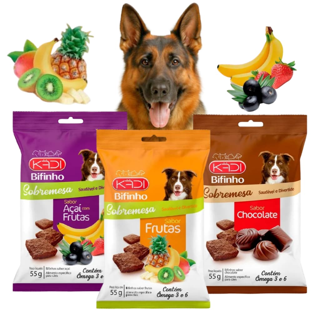 Bifinho Para Cães 55g Sabor Chocolate Frutas Açai Kadi 3 Unidades Fórmula Gran Natural Cão Plus Special Premium Dogs