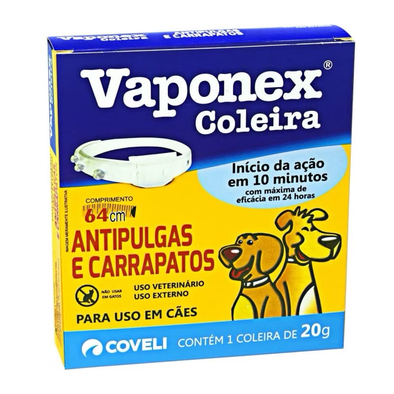 Coleira Vaponex 64cm COVELI Antipulgas e Carrapatos P/ Cães
